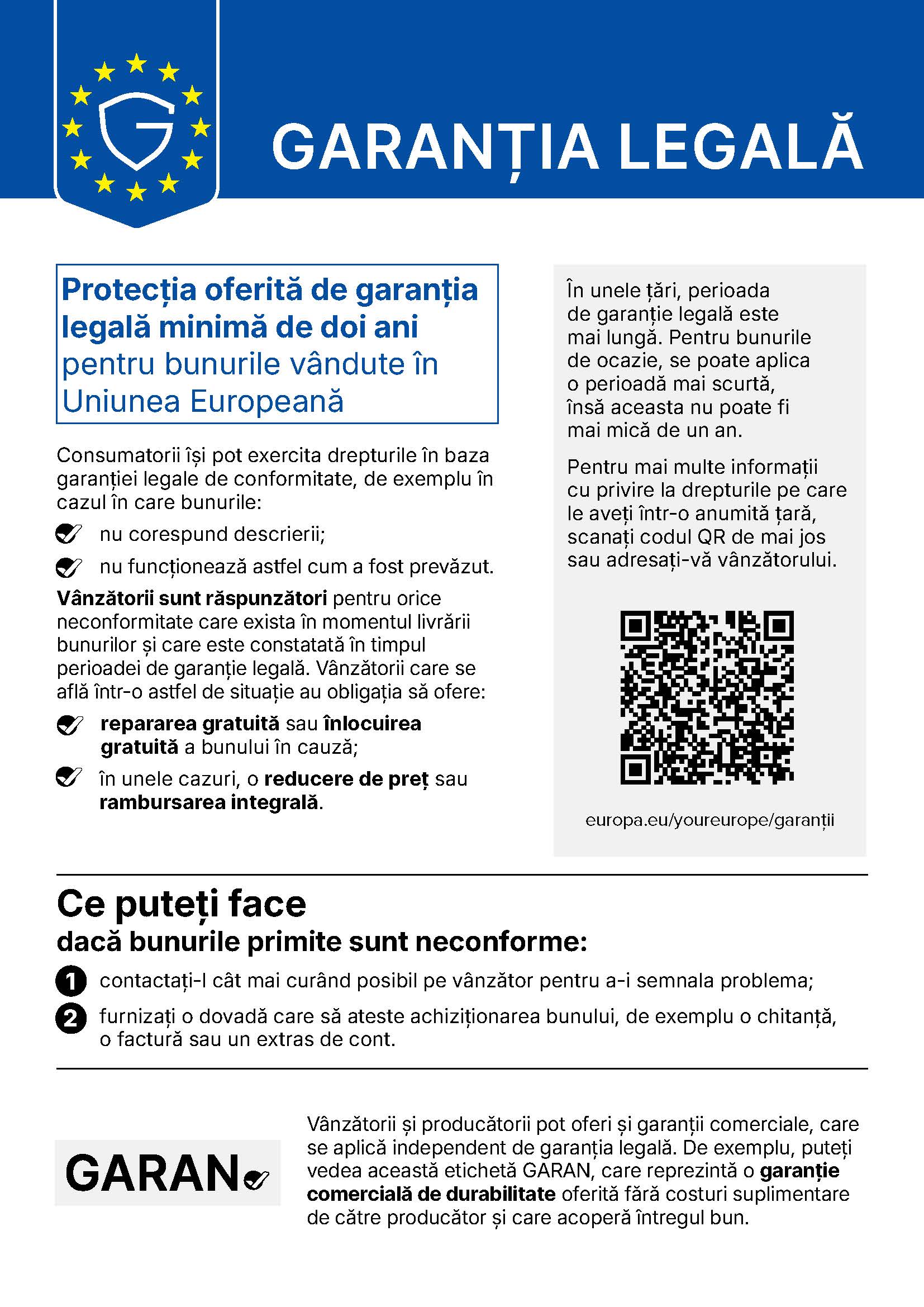 Garanția legală: protecția oferită de garanția legală minimă de doi ani pentru bunurile vândute în Uniunea Europeană